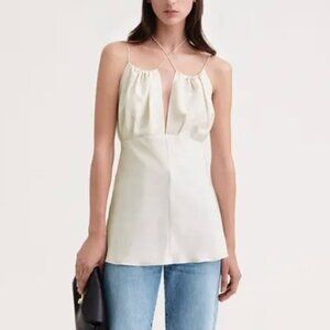 Toteme Silk Halterneck Top 40 Ivory Gathered NWT Minimalist